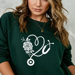 Vibeintee Stethoscope Flower Doctor Nurse Sweater