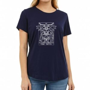 Vibeintee The Devil Tarot Card Baphomet Gothic Halloween T-Shirt